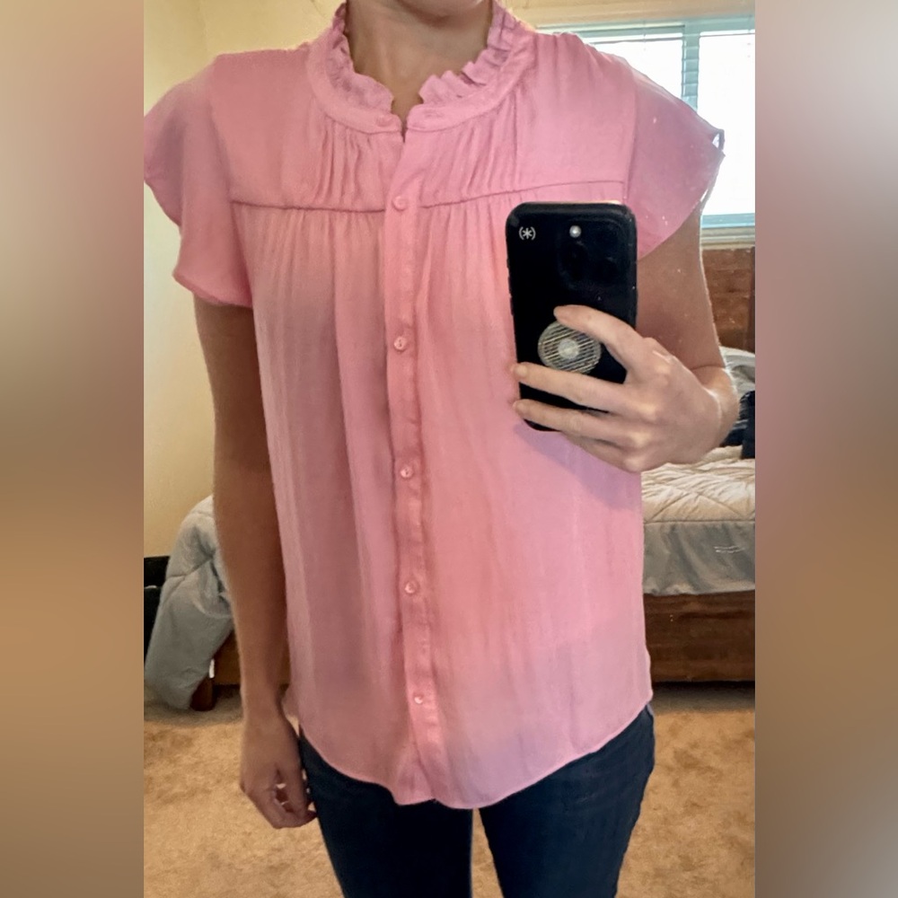 Rachel Zoe Blush Pink Button-Up Blouse